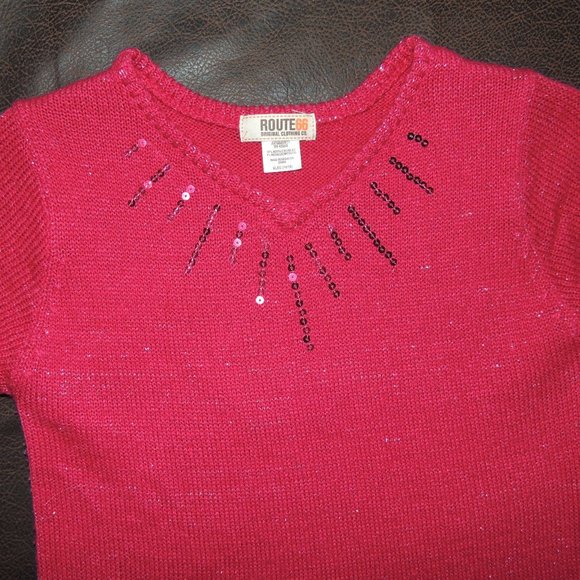 Route 66 Sequined Short Sleeved, Long Sweater - Girls XL - Picture 2 of 3